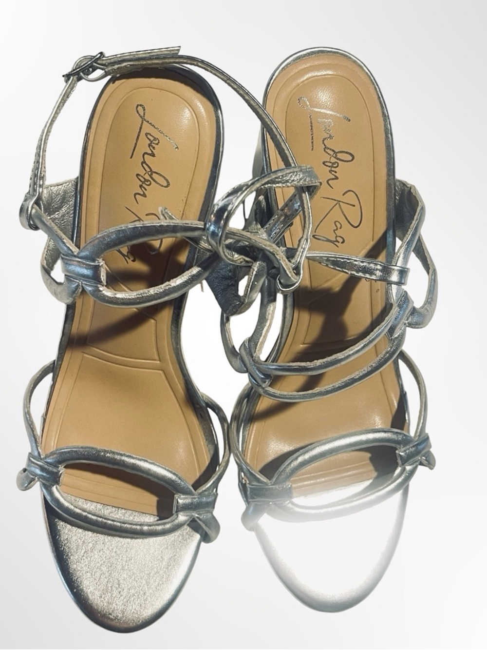 Metallic Silver Strappy High Heel Sandals by London Rag in size 8 - Picture 3 of 8